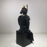 【O-058】Navy Blue Thread Laced Black Okegawa Two-Piece Cuirass Armor with Kuwagata Crest：紺糸威黒桶側二枚胴具足（鍬形）