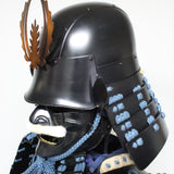 【O-066】Dark blue thread laced riveted head-shaped two-piece cuirass armor with matte lacquer finish：紺糸威鋲綴頭形二枚胴具足（艶消塗）