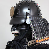 【O-049】Black Thread Laced Black Matte Riveted Two-Piece Cuirass Armor (Igaboshi Helmet)：黒糸威黒艶消鋲綴二枚胴具足（厳星兜）