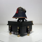 【O-015-K】Deep navy blue thread laced modern small plate two-piece cuirass armor (helmet only)：濃紺糸威当世小札二枚胴（兜のみ）