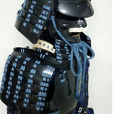 【O-064】Dark Navy Blue Thread Laced Black Barrel Side Two-Piece Cuirass Armor (Handcrafted Matte Lacquer Finish)：紺糸威黒桶側二枚胴具足（手時代塗）
