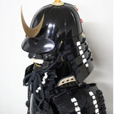 【O-057】Black and White Thread Laced Black Okegawa Two-Piece Cuirass Armor：黒白糸威黒桶側二枚胴具足