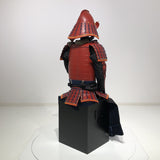 【O-079】Deep navy blue thread laced red matte riveted two-piece cuirass armor with peach-shaped helmet：濃紺糸威赤艶消鋲綴二枚胴具足（桃形兜)