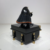 【O-051-K】Navy Blue Thread Laced Black Matte Finish Riveted Two-piece Dou Armor (Momogata) (Helmet Only)：紺糸威黒艶消鋲綴二枚胴具足（桃形）（兜のみ）