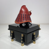 【O-079-K】Deep navy blue thread laced matte red riveted two-piece cuirass armor (peach-shaped helmet) (helmet only)：濃紺糸威赤艶消鋲綴二枚胴具足（桃形兜)（兜のみ）