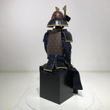 【O-046】Navy Blue Thread Laced Rusted Iron Dome Riveted Two-Piece Cuirass Armor：紺糸威鉄錆笠鋲二枚胴具足