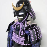【O-056】Purple thread laced chest-fastened black barrel shoulder guards two-piece cuirass armor：紫糸威胸取黒桶側二枚胴具足