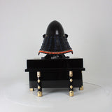 【O-052-K】Navy Blue Thread Laced Black Matte Finish Riveted Two-piece Dou Armor (Shiigata) (Helmet Only)：紺糸威黒艶消鋲綴二枚胴具足（椎形）（兜のみ）