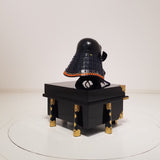 【O-050-K】Navy Blue Thread Laced Black Matte Finish Riveted Two-piece Dou Armor (Atamagata) (Helmet Only)：紺糸威黒艶消鋲綴二枚胴具足（頭形）（兜のみ）