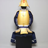 【O-073】White thread laced gold lacquered barrel shoulder guards two-piece cuirass armor：白糸威金塗桶側二枚胴具足