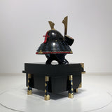 【O-037-K】Dark blue thread laced large-sleeved black two-piece cuirass armor (helmet only)：紺糸威大袖黒二枚胴具足（兜のみ）