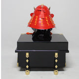 【O-060-K】Scarlet thread laced red barrel shoulder guards two-piece cuirass armor (helmet only)：緋糸威赤桶側二枚胴具足（兜のみ）