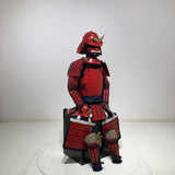 【O-061】Deep navy blue thread laced red barrel shoulder guards two-piece cuirass armor：濃紺糸威赤桶側二枚胴具足