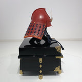 【O-079-K】Deep navy blue thread laced matte red riveted two-piece cuirass armor (peach-shaped helmet) (helmet only)：濃紺糸威赤艶消鋲綴二枚胴具足（桃形兜)（兜のみ）