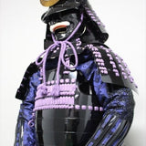 【O-056】Purple thread laced chest-fastened black barrel shoulder guards two-piece cuirass armor：紫糸威胸取黒桶側二枚胴具足