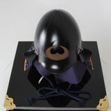 【O-052-K】Navy Blue Thread Laced Black Matte Finish Riveted Two-piece Dou Armor (Shiigata) (Helmet Only)：紺糸威黒艶消鋲綴二枚胴具足（椎形）（兜のみ）