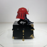 【O-061-K】Deep navy blue thread laced red barrel shoulder guards two-piece cuirass armor (helmet only)：濃紺糸威赤桶側二枚胴具足（兜のみ）