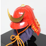 【O-060-K】Scarlet thread laced red barrel shoulder guards two-piece cuirass armor (helmet only)：緋糸威赤桶側二枚胴具足（兜のみ）