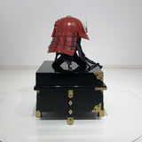 【O-062-K】Dark blue thread laced black barrel shoulder guards two-piece cuirass armor with period lacquer finish (helmet only)：濃紺糸威赤桶側二枚胴具足（時代塗）（兜のみ）