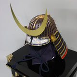 【O-020-K】Deep navy blue thread laced sewn extended two-piece cuirass armor (helmet only)：紺糸縫延二枚胴（兜のみ）