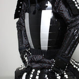 【O-057】Black and White Thread Laced Black Okegawa Two-Piece Cuirass Armor：黒白糸威黒桶側二枚胴具足