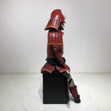 【O-079】Deep navy blue thread laced red matte riveted two-piece cuirass armor with peach-shaped helmet：濃紺糸威赤艶消鋲綴二枚胴具足（桃形兜)