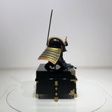 【O-032-K】Deep navy blue thread laced chest-guard two-piece cuirass armor (helmet only)：紺糸威胸取二枚胴具足（兜のみ）