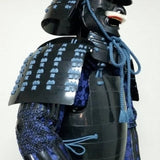 【O-064】Dark Navy Blue Thread Laced Black Barrel Side Two-Piece Cuirass Armor (Handcrafted Matte Lacquer Finish)：紺糸威黒桶側二枚胴具足（手時代塗）