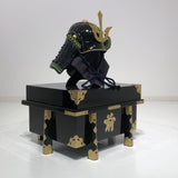 【O-044-K】Deep navy blue thread laced yomogi diamond laced two-piece cuirass armor (helmet only)：紺糸威蓬菱綴二枚胴具足（兜のみ）