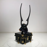 【O-029-K】Deep navy blue thread laced gold karakusa two-piece cuirass armor (helmet only)：濃紺糸威金唐二枚胴具足（兜のみ）