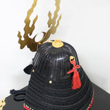 【O-016-K】Black thread laced modern small plate two-piece cuirass armor (helmet only)：黒糸威当世小札二枚胴（兜のみ）