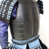 【O-066】Dark blue thread laced riveted head-shaped two-piece cuirass armor with matte lacquer finish：紺糸威鋲綴頭形二枚胴具足（艶消塗）