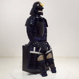 【O-065-1】Deep navy blue thread laced black barrel shoulder guards two-piece cuirass armor：濃紺糸威黒桶側二枚胴具足