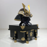 【O-046-K】Deep navy blue thread laced rusted iron umbrella riveted two-piece cuirass armor (helmet only)：紺糸威鉄錆笠鋲二枚胴具足（兜のみ）