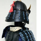 【O-064】Dark Navy Blue Thread Laced Black Barrel Side Two-Piece Cuirass Armor (Handcrafted Matte Lacquer Finish)：紺糸威黒桶側二枚胴具足（手時代塗）