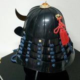 【O-064-K】Dark blue thread laced black barrel shoulder guards two-piece cuirass armor with traditional period lacquer finish (helmet only)：紺糸威黒桶側二枚胴具足（時代塗）（兜のみ）