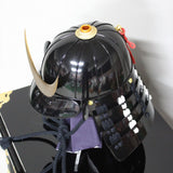 【O-057-K】Black and white thread laced black barrel shoulder guards two-piece cuirass armor (helmet only)：黒白糸威黒桶側二枚胴具足（兜のみ）