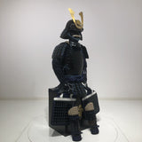 【O-058】Navy Blue Thread Laced Black Okegawa Two-Piece Cuirass Armor with Kuwagata Crest：紺糸威黒桶側二枚胴具足（鍬形）