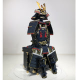 【O-013】Dark Navy Blue Thread Laced Fur-Trimmed Two-Piece Cuirass Armor (Matte Finish)：紺糸威毛引二枚胴具足（艶消塗）