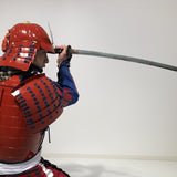 【O-076】Red lacquered armor with dark blue lacing two-plate cuirass, Jidai Festival set：濃紺糸威赤桶側二枚胴　時代祭りセット