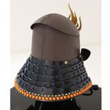【O-041-K】Deep navy blue thread laced riveted two-piece cuirass armor (helmet only)：濃紺糸威鋲綴二枚胴具足（兜のみ）