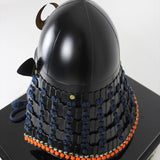 【O-052-K】Navy Blue Thread Laced Black Matte Finish Riveted Two-piece Dou Armor (Shiigata) (Helmet Only)：紺糸威黒艶消鋲綴二枚胴具足（椎形）（兜のみ）