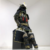 【O-044】Navy Blue Thread Laced Mugwort-Colored Diamond Stitch Two-Piece Cuirass Armor：紺糸威蓬菱綴二枚胴具足