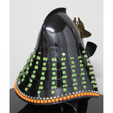 【O-030-K】Yellowish green thread laced vertical joined two-piece cuirass armor (helmet only)：萌黄糸威縦矧二枚胴具足（兜のみ）