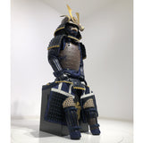 【O-046】Navy Blue Thread Laced Rusted Iron Dome Riveted Two-Piece Cuirass Armor：紺糸威鉄錆笠鋲二枚胴具足