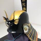 【O-032-K】Deep navy blue thread laced chest-guard two-piece cuirass armor (helmet only)：紺糸威胸取二枚胴具足（兜のみ）