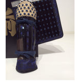 【O-065-1】Deep navy blue thread laced black barrel shoulder guards two-piece cuirass armor：濃紺糸威黒桶側二枚胴具足
