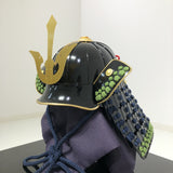 【O-044-K】Deep navy blue thread laced yomogi diamond laced two-piece cuirass armor (helmet only)：紺糸威蓬菱綴二枚胴具足（兜のみ）