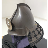【O-069-K】Black thread laced chest-guard ridge two-piece cuirass armor (helmet only)：黒糸威胸取鎬二枚胴具足（兜のみ）