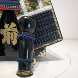 【O-013】Dark Navy Blue Thread Laced Fur-Trimmed Two-Piece Cuirass Armor (Matte Finish)：紺糸威毛引二枚胴具足（艶消塗）